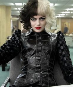 Emma Ston Cruella 2021 Black Leather Jacket