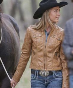 Amber Marshall Heartland Brown Leather Jacket
