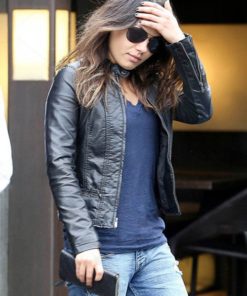Black Mila Kunis Leather Jacket 600x800