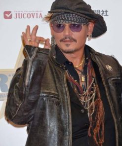 Johnny Depp American Actor Black Leather Jacket