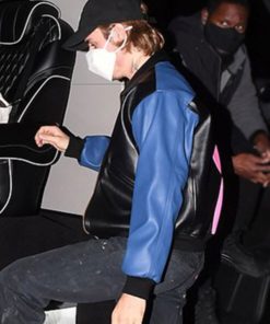 Justin Bieber Tricolor Leather Bomber Jacket