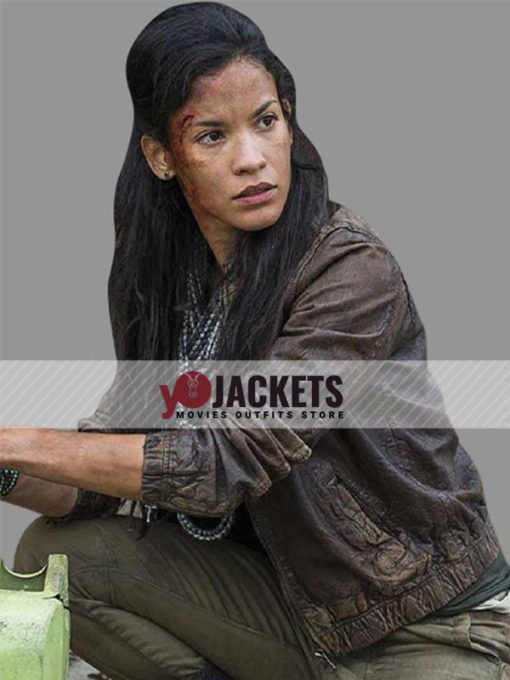 Luciana Galvez The Walking Dead S04 Fear Brown Leather Jacket