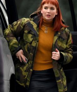 Dont Look Up 2021 Jennifer Lawrence Cotton Green Camouflage Jacket 2