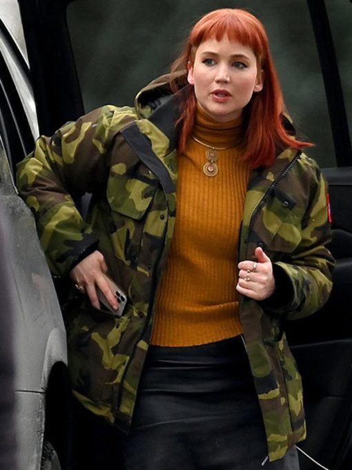 Dont Look Up 2021 Jennifer Lawrence Cotton Green Camouflage Jacket 2
