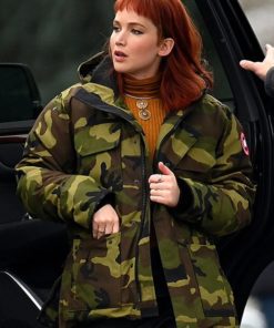 Dont Look Up 2021 Jennifer Lawrence Cotton Green Camouflage Jacket