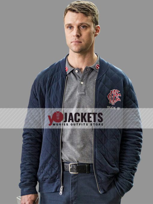 Jesse Spencer Chicago Fire Matthew Casey Blue Quilted Jacket
