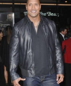 Los Angeles Movie Event Dwayne Johnson Black Leather Jacket