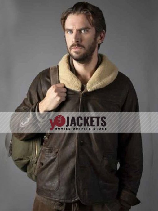 Otto Solos Dan Stevens Brown Shearling Leather Jacket
