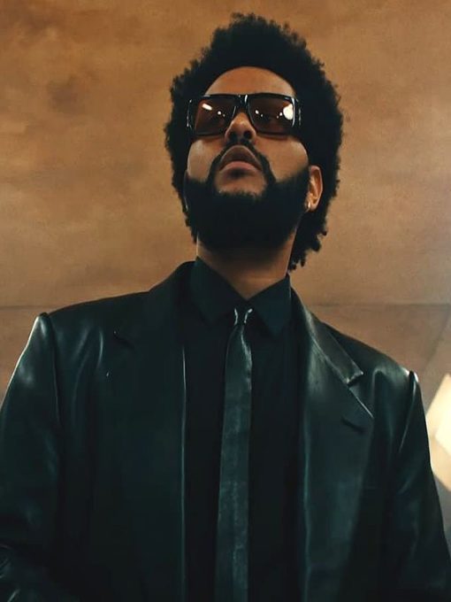 The Weeknd 2021 Song Take My Breath Black Leather Trench Coat
