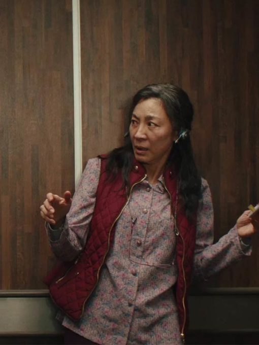 Michelle Yeoh Everything Everywhere All at Once Evelyn Wang Pink Vest