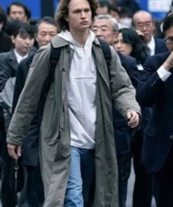 Tokyo Vice Ansel Elgort Grey Cotton Trench Coat