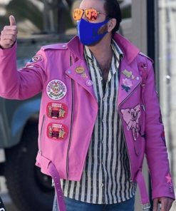 Nicolas Cage The Unbearable Weight of Massive Talent Nick Cage Pink Jacket
