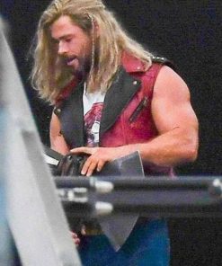 Thor Love and Thunder Chris Hemsworth Red Leather Vest